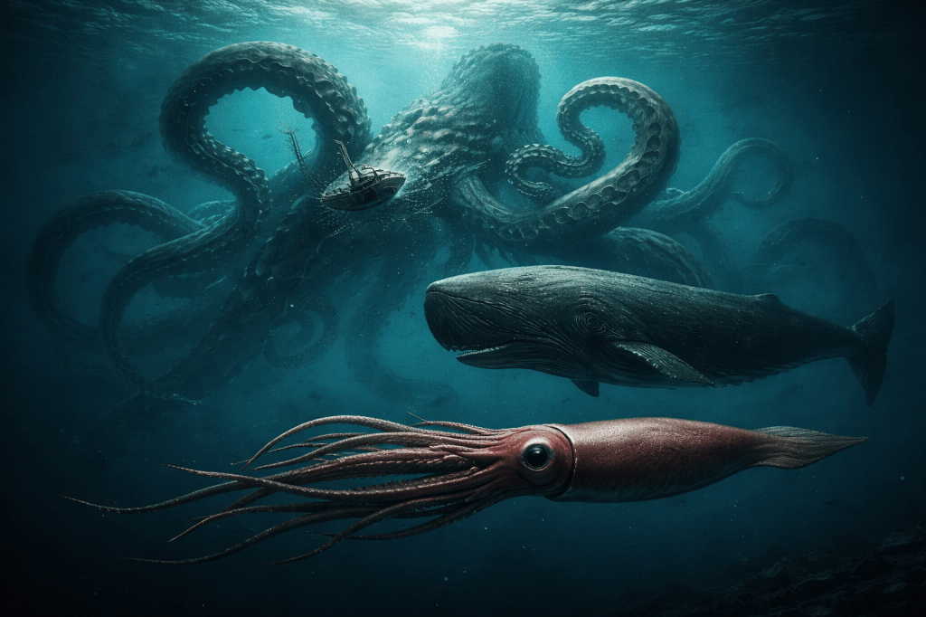 Le Kraken comparé aux plus grands animaux marins